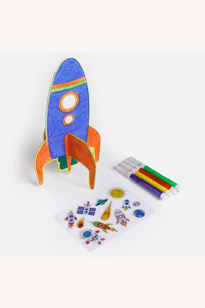 Comerivo Nava Spatiala 3D de colorat cu 5 markere si autocolante pentru decorare