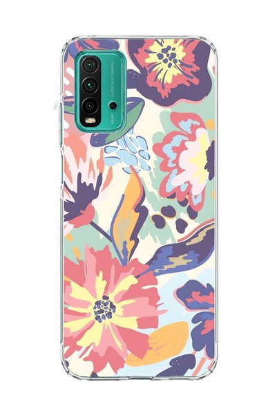 lelia حافظة هاتف شفافة مطبوعة بزهور الباستيل التجريدي متوافقة مع Redmi 9T