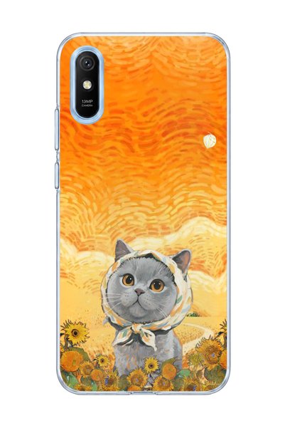 lelia حافظة هاتف شفافة متوافقة مع Redmi 9A مطبوعة برسومات القطط الرمادية وعبا...