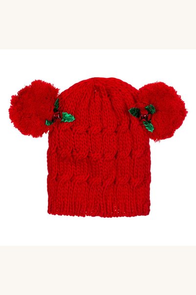 Comerivo Caciula festiva rosie cu pompon si clopotei - accesoriul perfect pen...