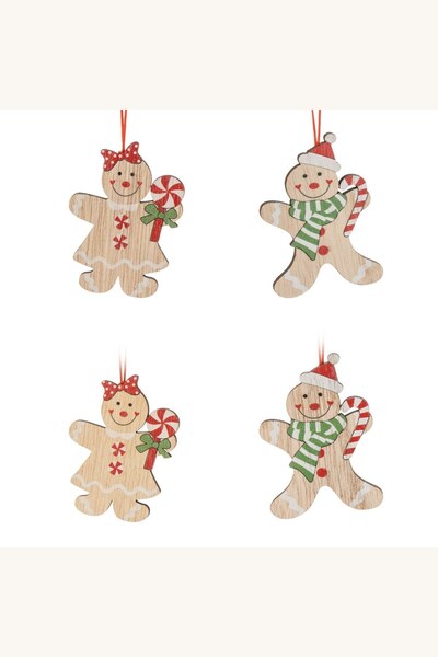 Comerivo Ornamente Craciun din Lemn, Set 8 Figurine Omuleti Festivi, 6cm Mult...