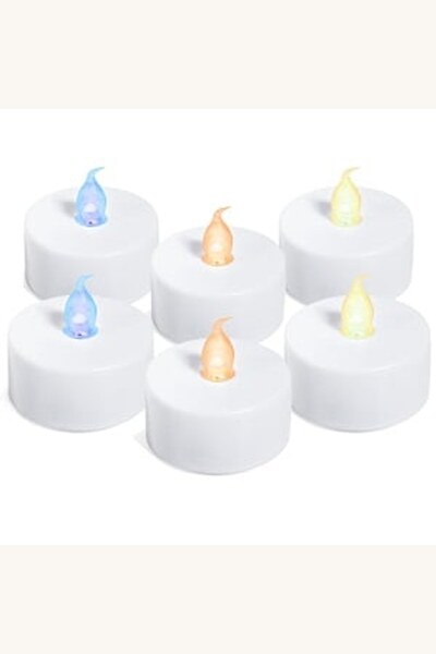 Comerivo Lumanari Pastila LED cu Baterie, 6 Bucati, Galben Rosu Albastru, 4x4cm