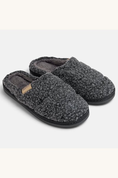 Comerivo Papuci de iarna pentru barbati gri boucle cu talpa moale confortabila
