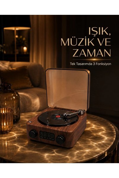 Mestore Bluetooth Hoparlörlü Gece Lambası Dijital Saat Ve Ambiyans Işığı Çok Amaçlı