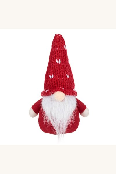 Comerivo Gnome rosu de Craciun cu barba si caciula, 17cm - decoratiune festiva