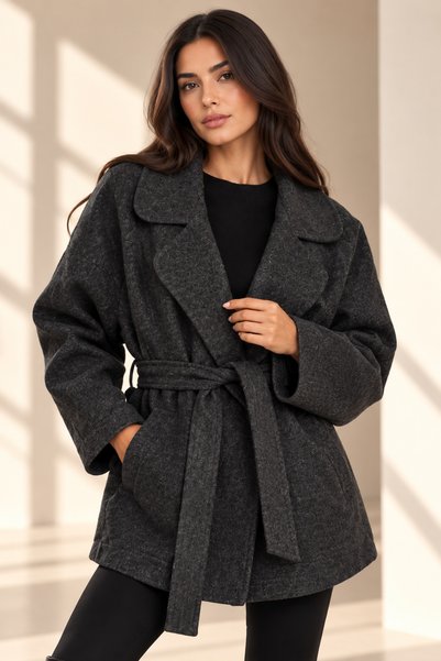 citycenterfashion Jachetă de damă cu guler, cu cordon în față și șnururi cty-...