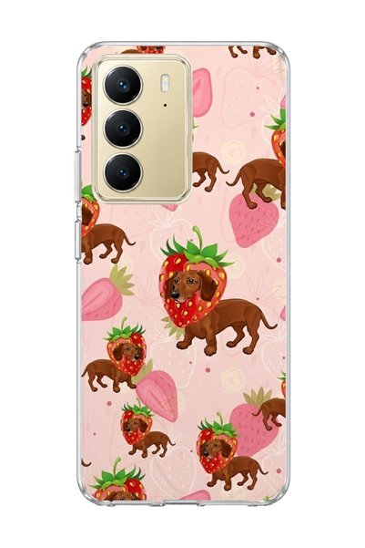 lelia Realme C75 Compatible Strawberry Sausage Dog Printed Transparent Phone ...