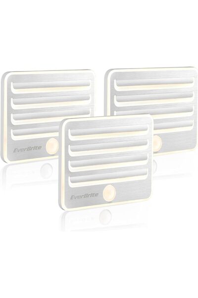 EVERBRITE مجموعة من 3 أضواء استشعار الحركة، إضاءة ليلية LED تعمل بالبطاريات