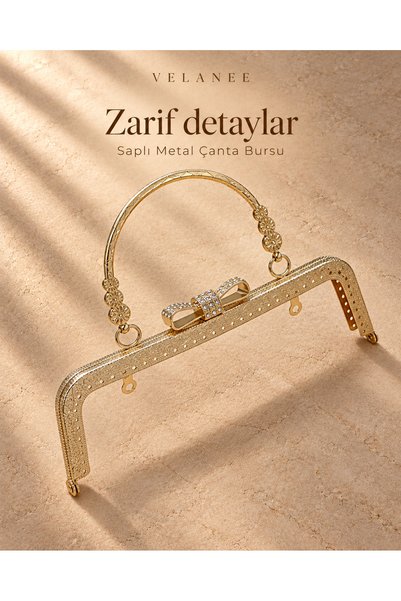 VELANE STORE 20cm Taşlı Fiyonk Metal Cüzdan Klipsi Altın Rengi