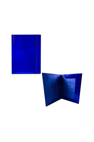 S COOL Set of 12 F4 folders with elastic, made of cardboard, 600 g/m², blue -...