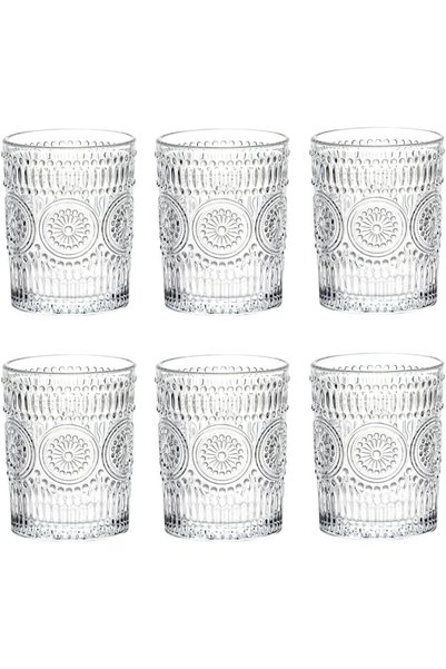 Generic Cup Set of 6, Romantic Water Glasses, 310ml Premium Drinking Glasses ...