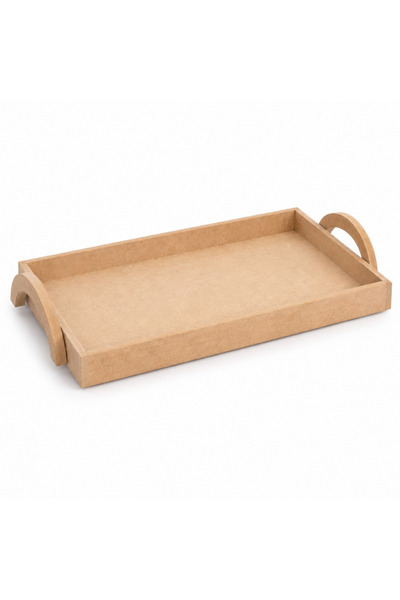 Eymen Hobi Paintable Raw Wood Tray with External Handles Large Size T053 – 33...