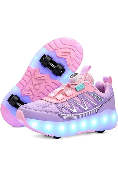 Generic LED Light Up Roller Skates for Kids, 4 Wheels Rechargeable Sport Snea...