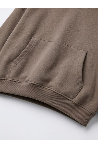 Magu Çocuk Pamuklu Kapüşonlu Kahverengi Sweatshirt ve Eşofman Altı Takımı
