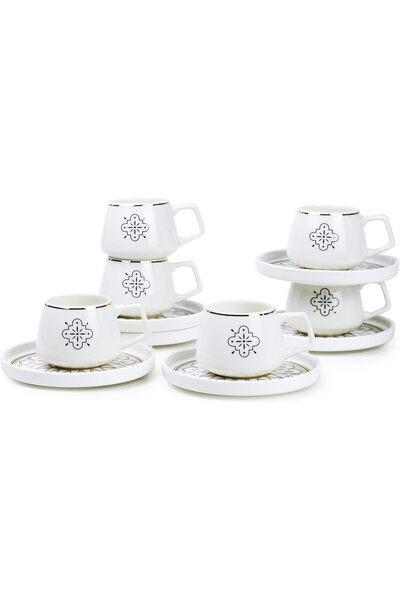 Generic New Bone China Coffee Cup & Saucer Set, 100ml (White, 6 Cups, 6 Sauce...