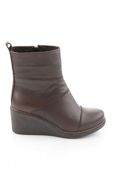 Bambi Kahve Hakiki Deri Kadın Bot & Bootie K02586999703