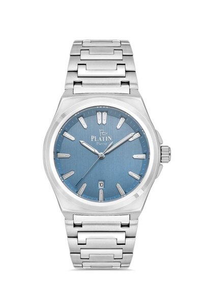 Platin Pierre Sa- Pl-1291Ga -A9 Men's Wristwatch with Calendar Steel Band