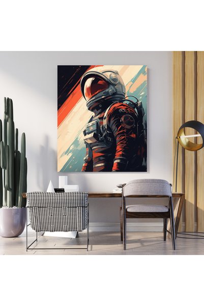 Uzay Temalı Pop Art Astronot Tablosu Çalışma Odası Ve Gaming Room Dekoru Kanvas Tablo