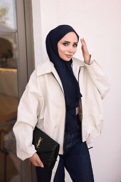 İmajButik Stone Belted Waist Pleated Leather Jacket
