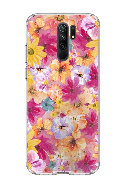 lelia Redmi 9 Compatible Tiny Flower Watercolor Printed Transparent Phone Case