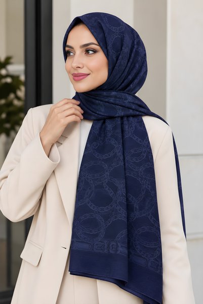 İmajButik شال ناعم باللون الأزرق الداكن