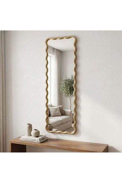 Danube Home Zenora Gold Wave Mirror 133x2.5x40cm Modern Wall Decor Lux