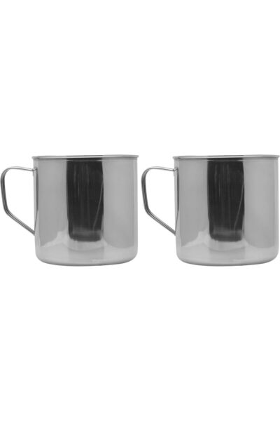 Generic 14 cm Stainless Steel Mug, Silver-NM0014 (Pack of 2)