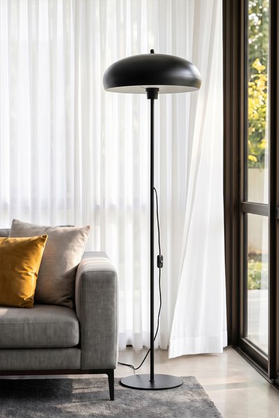 Marrien Vina Siyah Tek Ayaklı Metal Modern Lambader Salon & Oturma Odası & Ya...