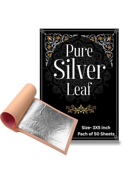 Generic رقائق ذهبية وفضية من GLC، رقائق فضية نقية 99.9%، 50 قطعة مقاس 4 × 6 ب...