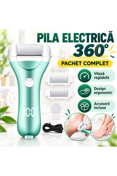 iTin Pila electrica pentru calcaie 360°, viteza reglabila, 60 discuri abraziv...