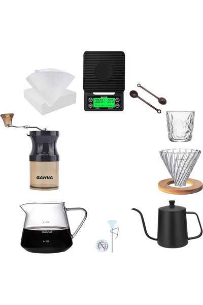 Generic طقم قهوة V60 مع مطحنة قهوة، ميزان قهوة، إبريق قهوة، وفلتر قهوة V60