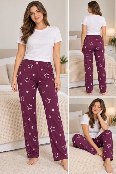 STELLAPİNK Pamuklu Yıldız Desenli Pijama Altı