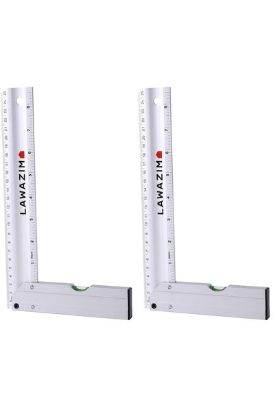 Generic Aluminium L Shape Angle Ruler - 25cm | Spirit Level Straight Metal Me...
