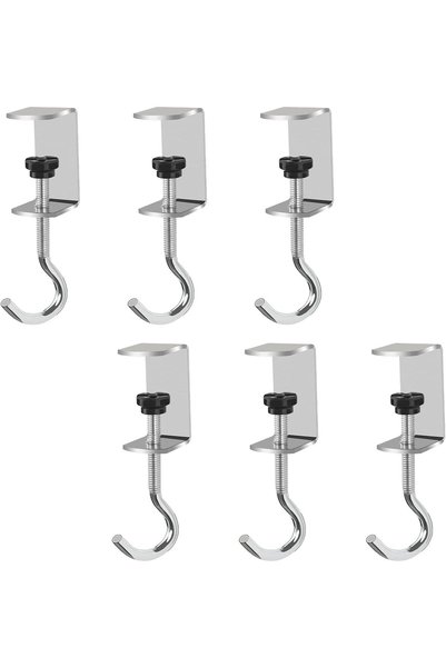 Generic 6 Pcs Adjustable Table Hooks for Hanging Bags, Heavy Duty Metal Desk ...