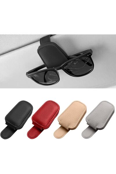 Generic Sunglasses Holder for Car Visor Universal Magnetic Adsorbed Leather E...