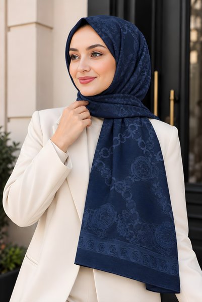 İmajButik شال ناعم باللون الأزرق الداكن