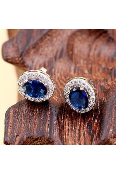 OEM Cercei Athena – Eleganță argintie cu Safir Albastru, Argint 925 placat cu...