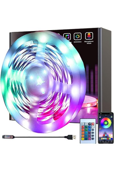 Generic أشرطة إضاءة LED بطول 16.4 قدم/5 متر متغيرة الألوان مع جهاز تحكم عن بع...