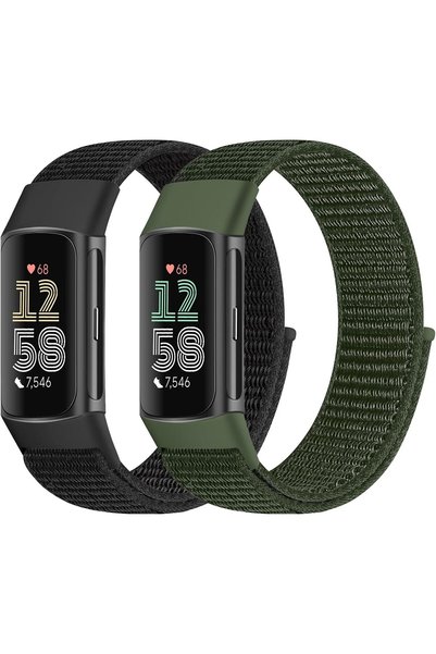 Generic مجموعة من 2 أساور معصم من النايلون متوافقة مع Fitbit Charge 6/Fitbit ...