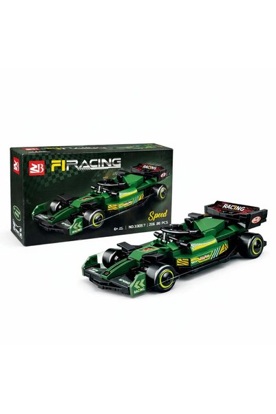 Toy Set de construcție mașină de curse verde, 206 piese din plastic, 26 cm