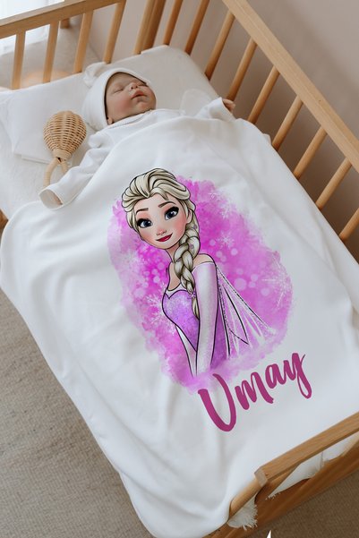 Lilabio Kişiye Özel İsimli %100 Organik Pamuk Bebek Battaniyesi – Elsa