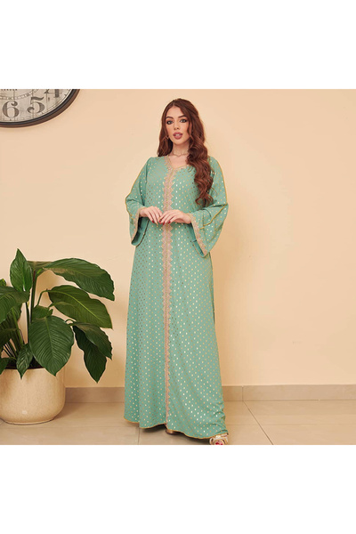 Generic Brand modest Patchwork, Lettuce Trim Regular Fit Women's jalabiya&kaftan