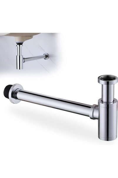 Generic Chrome Round Bottle P-Trap 1 1/4 Adjustable Bathroom Basin Sink Waste...