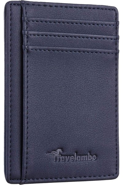 Generic Front Pocket Minimalist Leather Slim Wallet RFID Blocking Medium Size