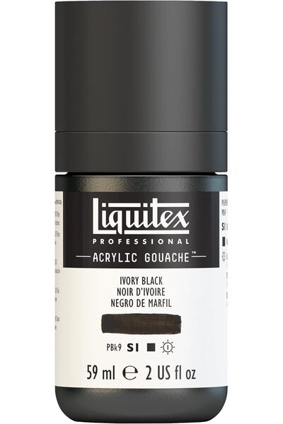 Generic Professional Acrylic Gouache 2-oz bottle, Ivory Black