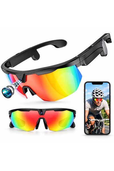 METISTA Ochelari sport cu AI ® Cameră de 8MP, fotografie de 32MP,stabilizare ...