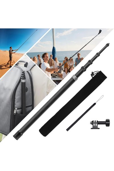 BRDRC 3m Selfie Stick for Insta360 X5 X4, 118 Inch Carbon Fiber Invisible Ult...