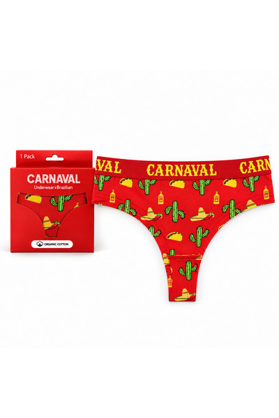 CARNAVAL SOCKS سروال داخلي برازيلي نسائي منقوش من تكساس، مصنوع من القطن واللي...