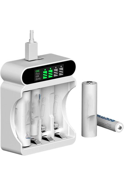 Generic شاحن بطارية، شاحن بطارية عالمي، 4 فتحات، مزود بمنفذ USB للشحن، مناسب ...