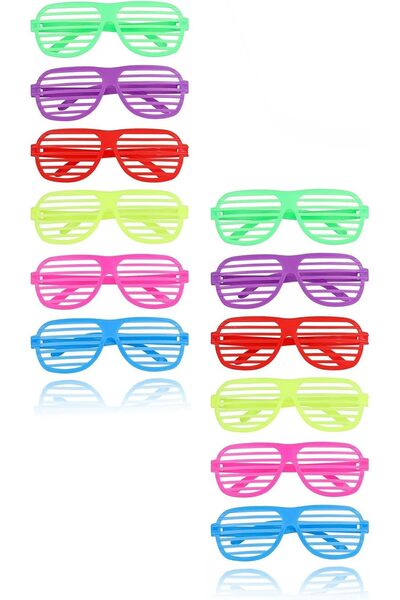 Generic Neon Sunglasses, Shutter Shades, 12 Pack Assorted Colors, 80s Party G...